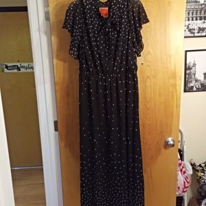 NWOT Modcloth Flowy Printed Maxi Dress 1X Black